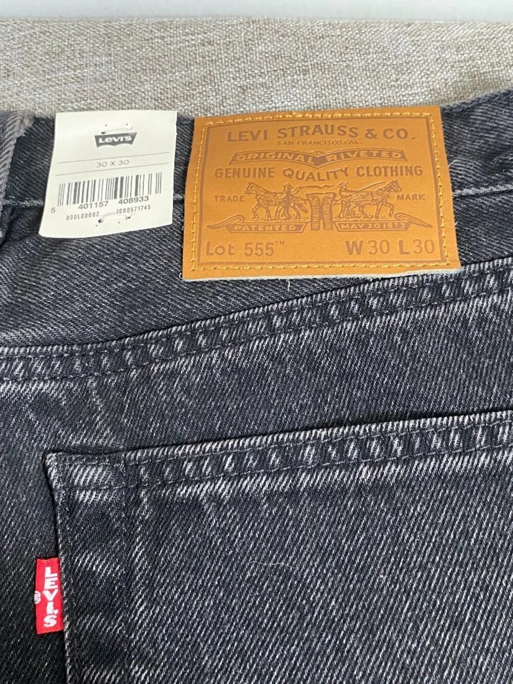 Levi's Premium 555 Relaxed Straight Denim Jeans Men's 30 x 30 Mid Rise Black NWT